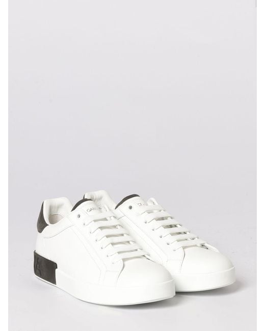 Dolce & Gabbana White Dolce &Amp Gabbana Portofino Leather Sneakers for men