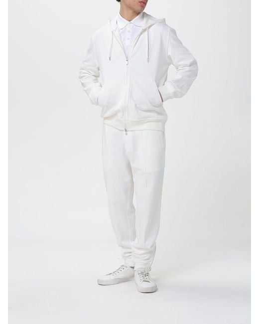 Brunello Cucinelli White Cotton Polo Shirt With Logo for men
