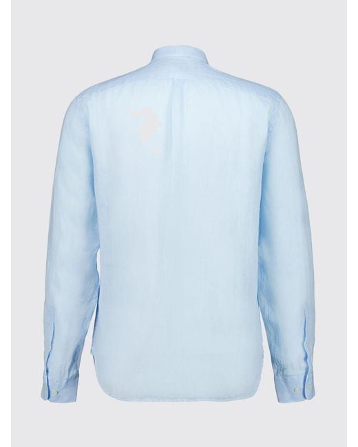 Camicia Casual Basic di 120% Lino in Blue da Uomo