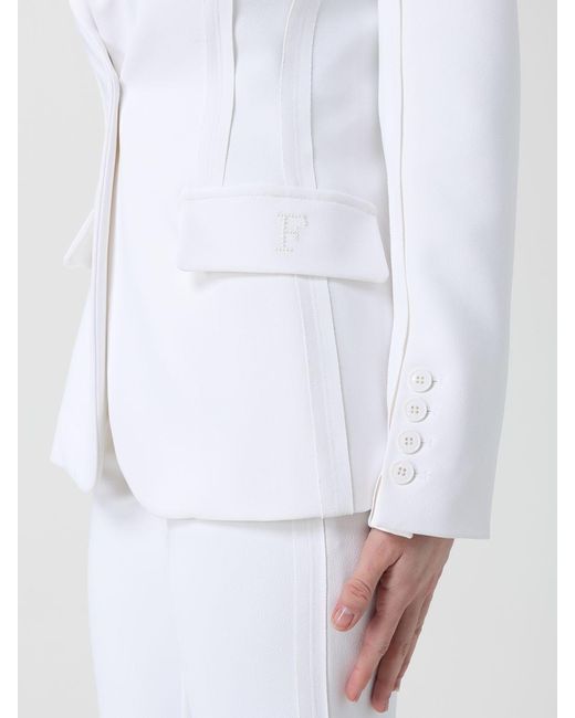 Elisabetta Franchi White Slim Single-Breasted Blazer