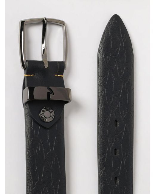Paul & Shark Gray Paul &Amp Shark Leather Belt With Embossed Logo for men