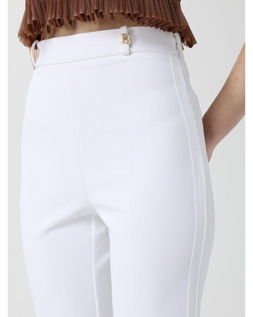 Elisabetta Franchi White Crêpe Cropped Trousers