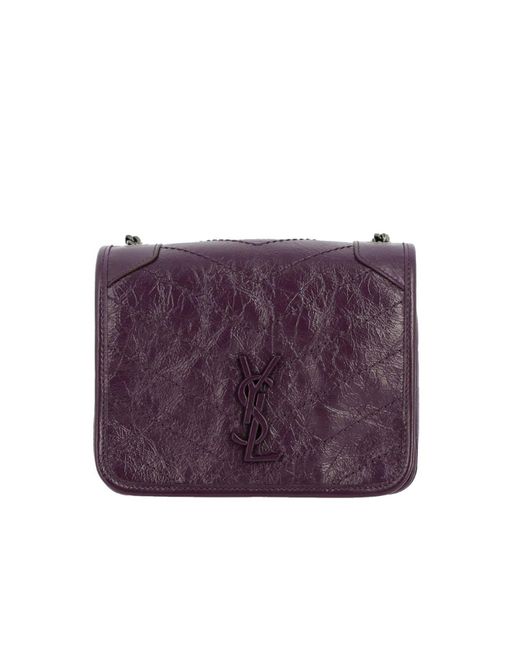 Saint Laurent Purple Niki Monogram Ysl Bag In Fancy Leather