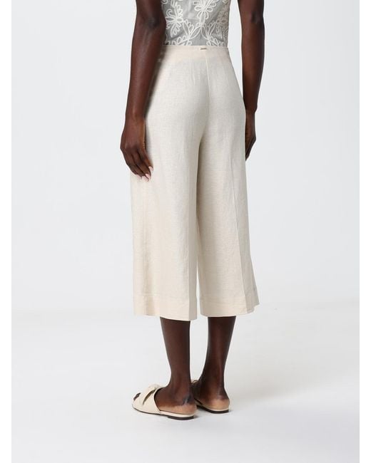 Twinset Natural Linen Cropped Trousers