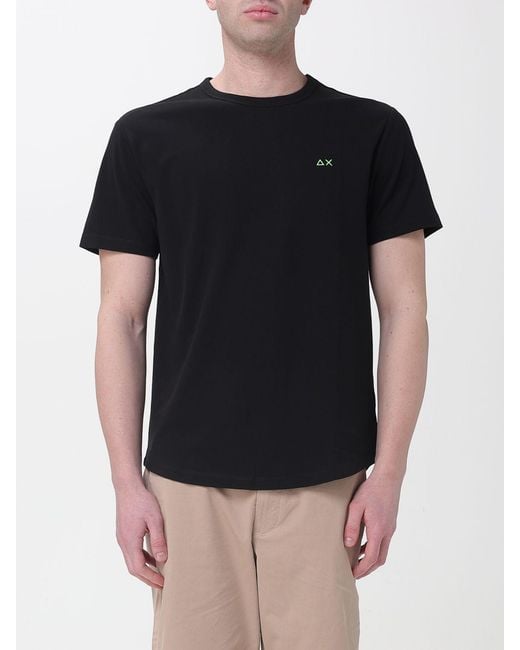 Sun 68 Black Basic Cotton T-Shirt for men