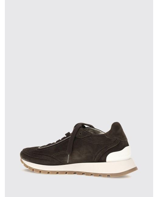 Brunello Cucinelli White Suede Calfskin Low-Top Trainers With Monili