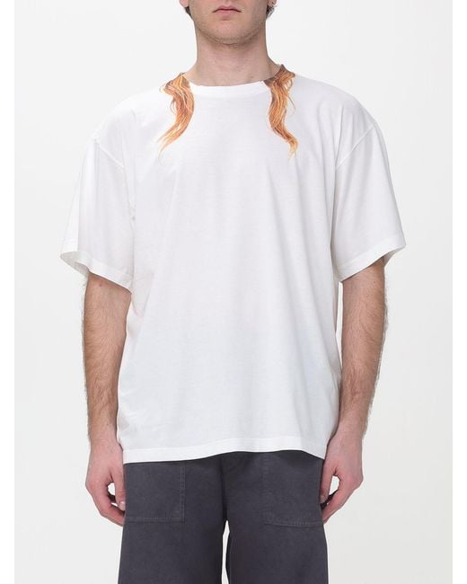 MM6 by Maison Margiela White Printed Cotton T-Shirt for men