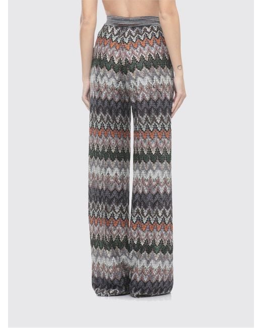 Missoni Gray Jersey Palazzo Trousers With Zig-Zag Motif