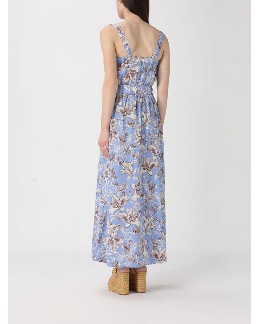 Liu Jo Blue Cotton Dress With Floral Print