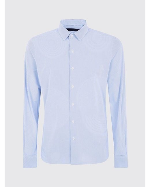 Rrd Blue Striped Technical Fabric Shirt With A Slim Fit And Classic Collar for men