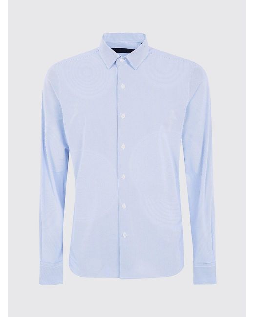 Rrd Blue Striped Technical Fabric Shirt With A Slim Fit And Classic Collar for men