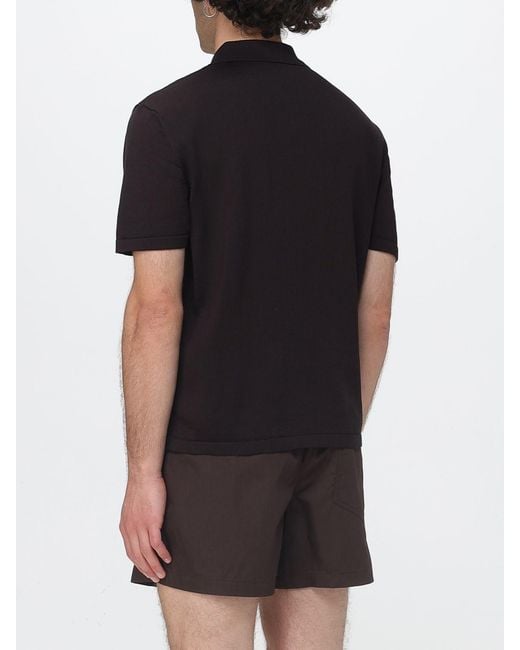 A.P.C. Black Cotton Knit Polo for men