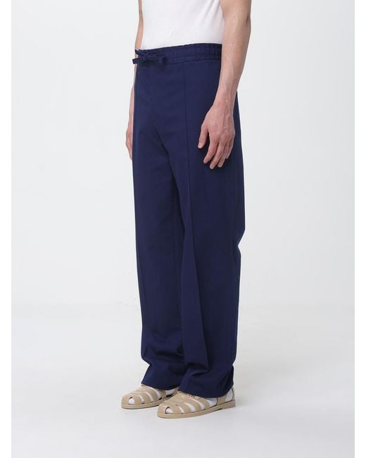 Valentino Blue Cotton Wide Leg Trousers for men