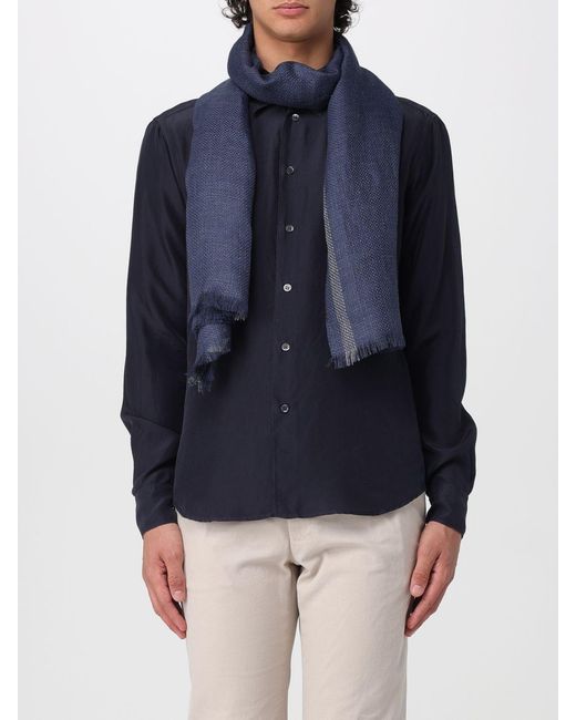 Brunello Cucinelli Blue Linen Scarf for men