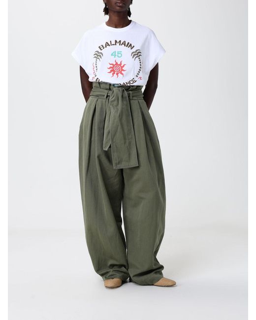 Balmain Green Wide-Leg Trousers