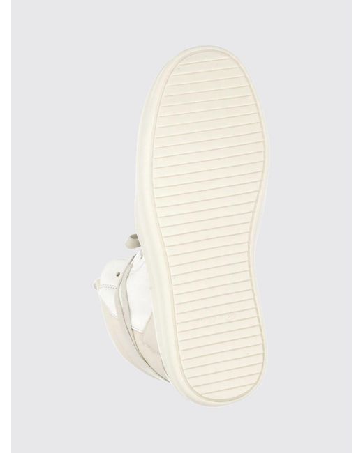 Rick Owens Natural Bicolour Leather High-Top Trainers With Padded Ankle