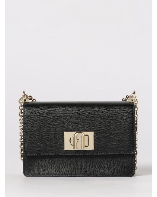 Furla Black 1927 Grained Leather Bag