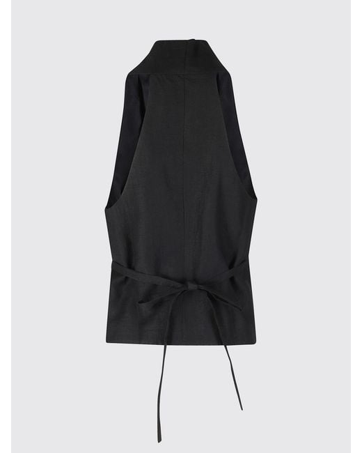 Tela Black Single Breasted Cotton Blend Vest