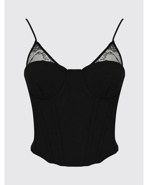Patrizia Pepe Black Crêpe Bustier Top