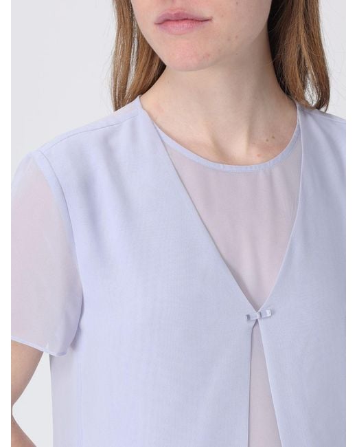 Emporio Armani White Fluid Top With Chiffon Panel