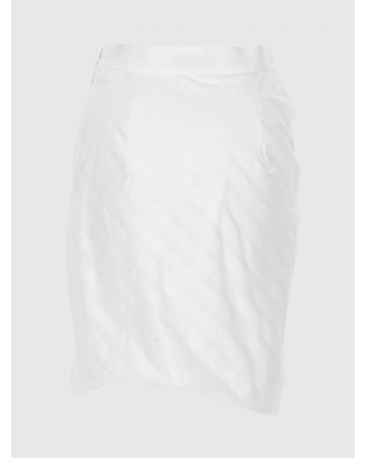 Vivienne Westwood White High-Waisted Cotton Pencil Mini Skirt With Slit