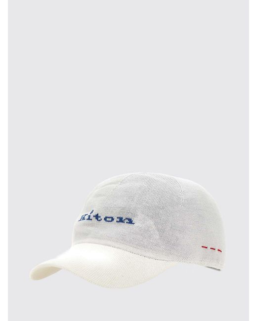 Kiton White Cotton Blend Baseball Hat With Logo for men