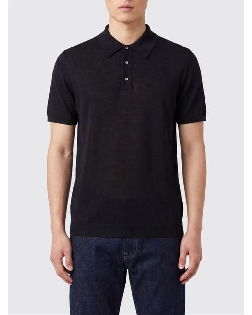 Roberto Collina Black Knit Polo Shirt for men