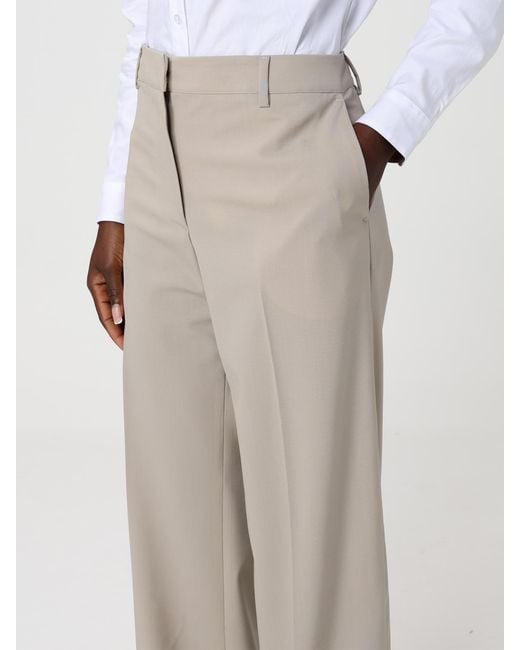 PT Torino Natural Wide Leg Stretch Virgin Wool Trousers