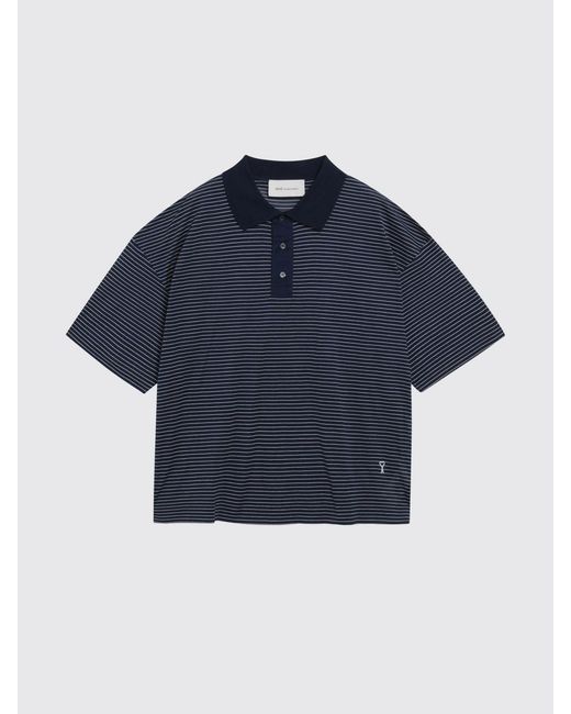 AMI Blue Relaxed Fit Polo Shirt for men