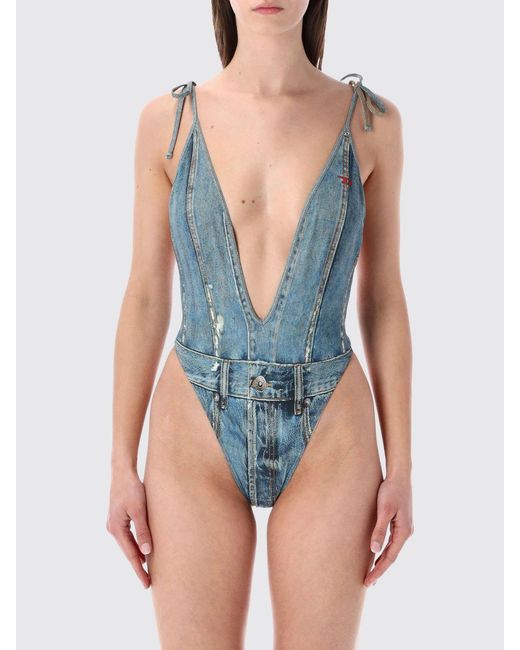 DIESEL Blue Kinsley-Dnm Stretch Polyester Swimsuit