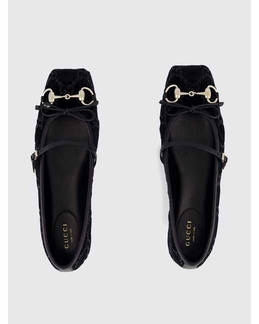 Gucci White Velvet Horsebit Ballerinas With Gg Rhinestone Monogram