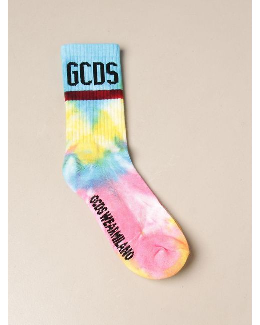 Gcds Pink Socks In Tie Dye Cotton With Logo