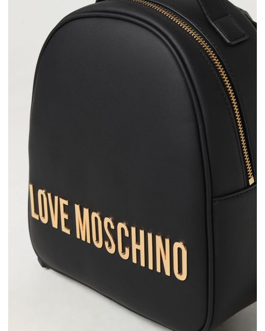 Zaino in pelle sintetica con logo di Love Moschino in Black