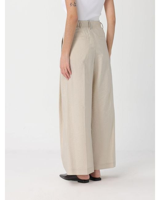Brunello Cucinelli Natural Cotton Poplin Wide Leg Trousers