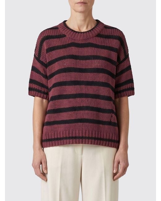 Roberto Collina Red Striped Cotton Crew-Neck Pullover