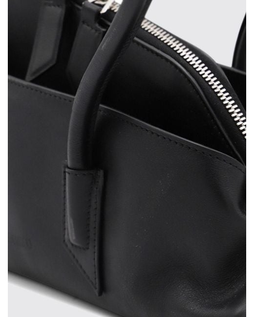The Attico Black La Passeggiata Small Leather Shoulder Bag With Double Handle