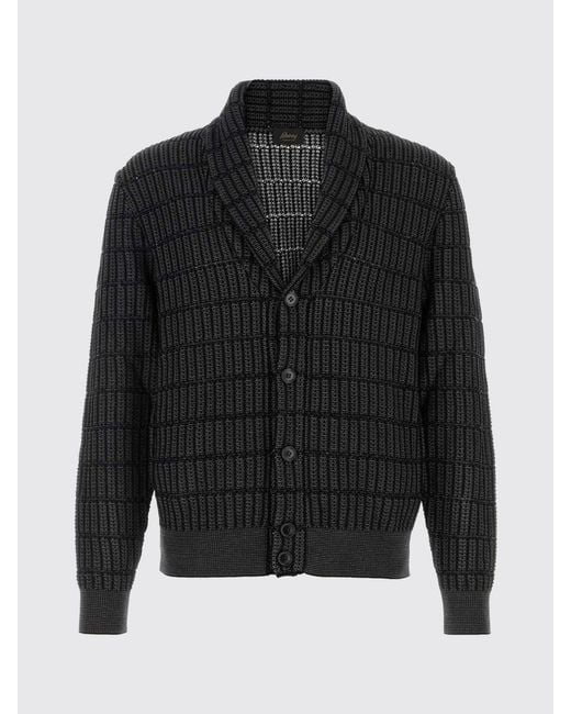 Brioni Black Linen And Cotton Cardigan for men