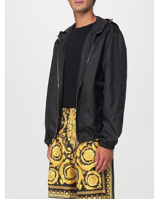 Versace Gray Zip Up Hooded Jacket for men