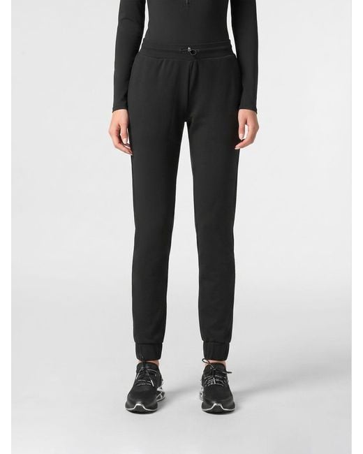Philipp Plein Black Jersey Jogger Trousers With Drawstring And Contrasting Logo