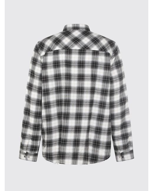 Amiri Gray Check Cotton Shirt for men