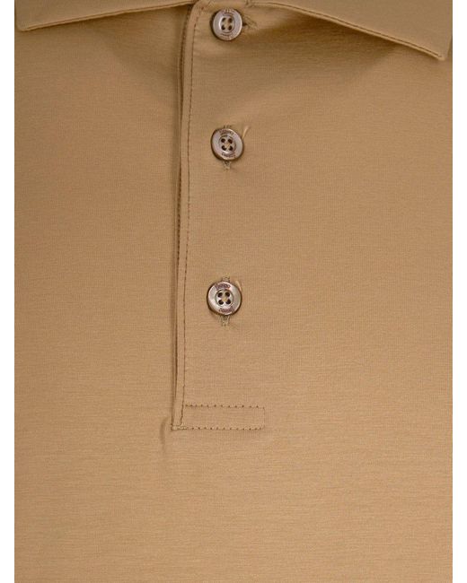 Herno Natural Short-Sleeved Cotton Polo Shirt With Classic Three-Button Collar for men