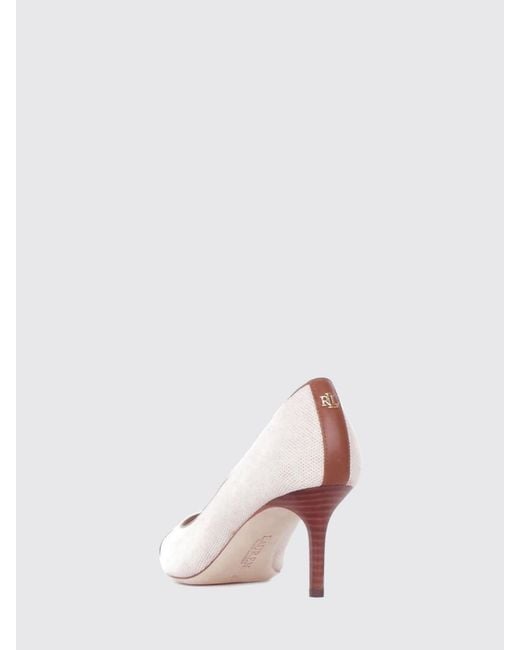 Ralph Lauren Pink Canvas And Leather Pumps
