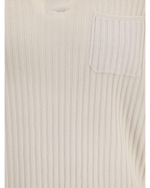 Roberto Collina White Knitted Polo Shirt for men