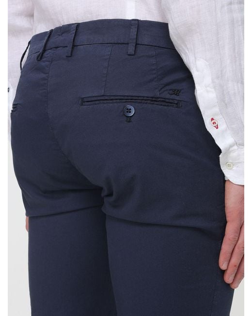 Mason's Blue Cotton Stretch Chino Trousers for men