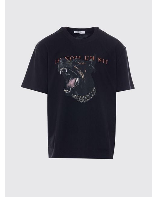 Ih Nom Uh Nit Black Printed Cotton T-Shirt for men