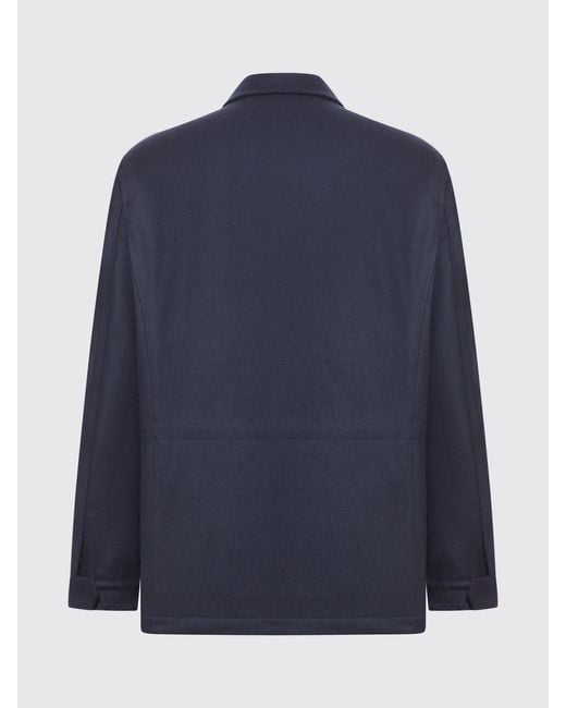 Kiton Blue Cashmere Overshirt for men