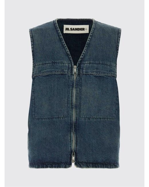 Jil Sander Blue Denim Vest for men