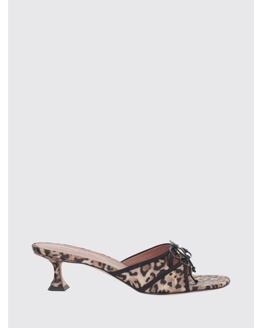 AMINA MUADDI Red Animal Print Satin Eleonora Mules