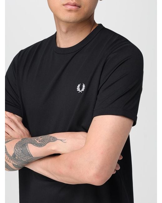 T-Shirt Basic di Fred Perry in Black da Uomo