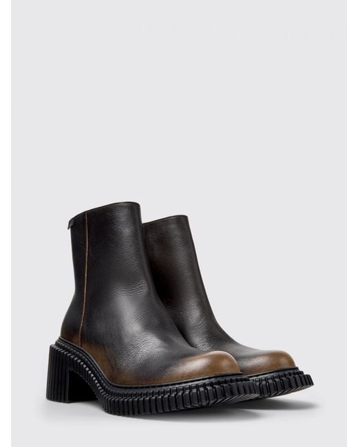 Camper Black Pix London Smoked Leather Ankle Boots